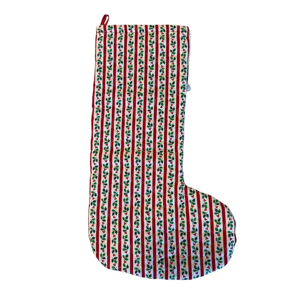 VTG Handmade MOM Christmas Stocking Holiday Fabric Patchwork Quilted - Picture 2 of 6